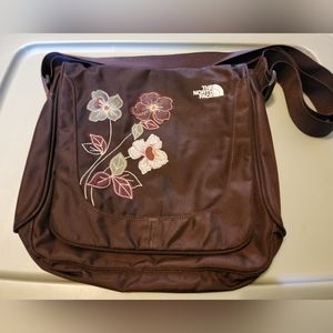 Brown Floral Northface Nylon Crossbody/Messenger Bag